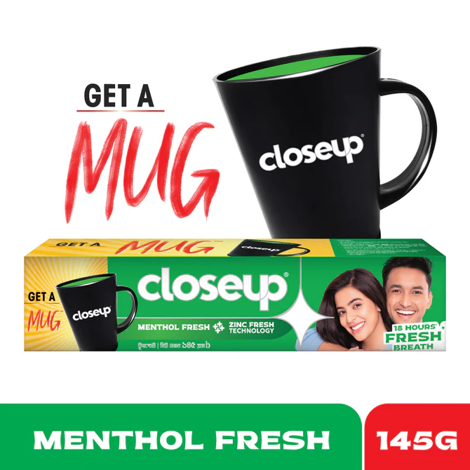 Closeup Toothpaste Menthol Fresh 145g (Mug Free) - https://www.upokar24.com