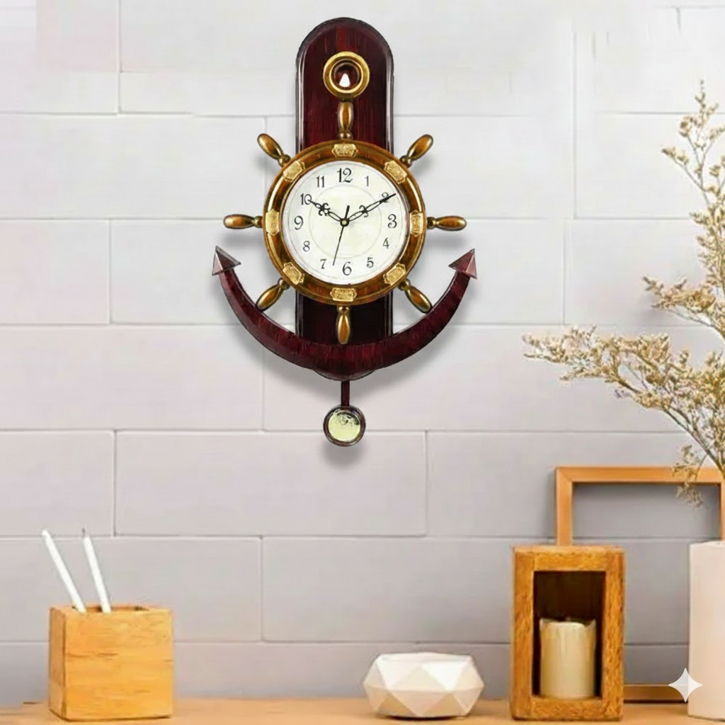 Anchor Premium Wall Clock - Coffee ( দেয়াল ঘড়ি নোঙর ডিজাইন ) - https://www.upokar24.com
